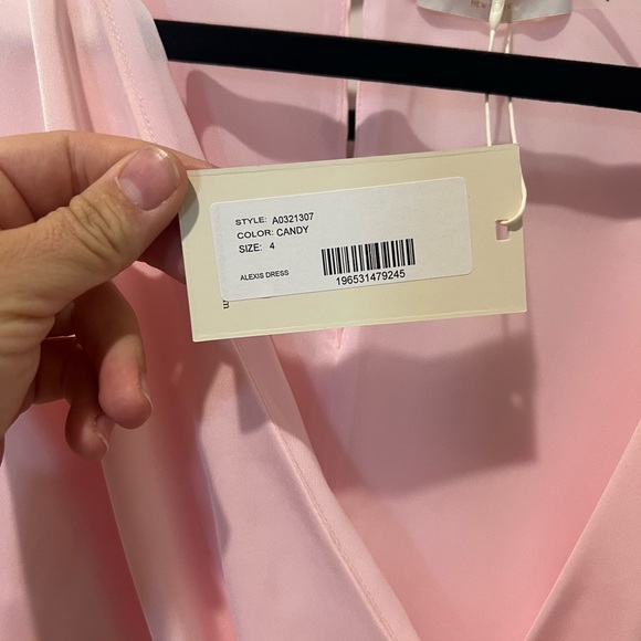 NWT Ramy Brook $445 Alexis Satin Faux Wrap Mini Dress Color Candy Pink - Size 4 - Picture 4 of 6